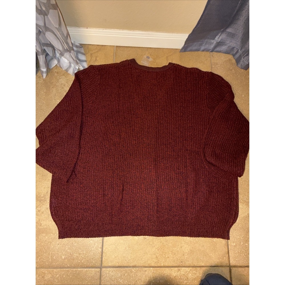 King Size Shaker Knit V-Neck Cardigan Sweater 4XL BIG Men's Burgundy Preppy - Picture 6 of 7